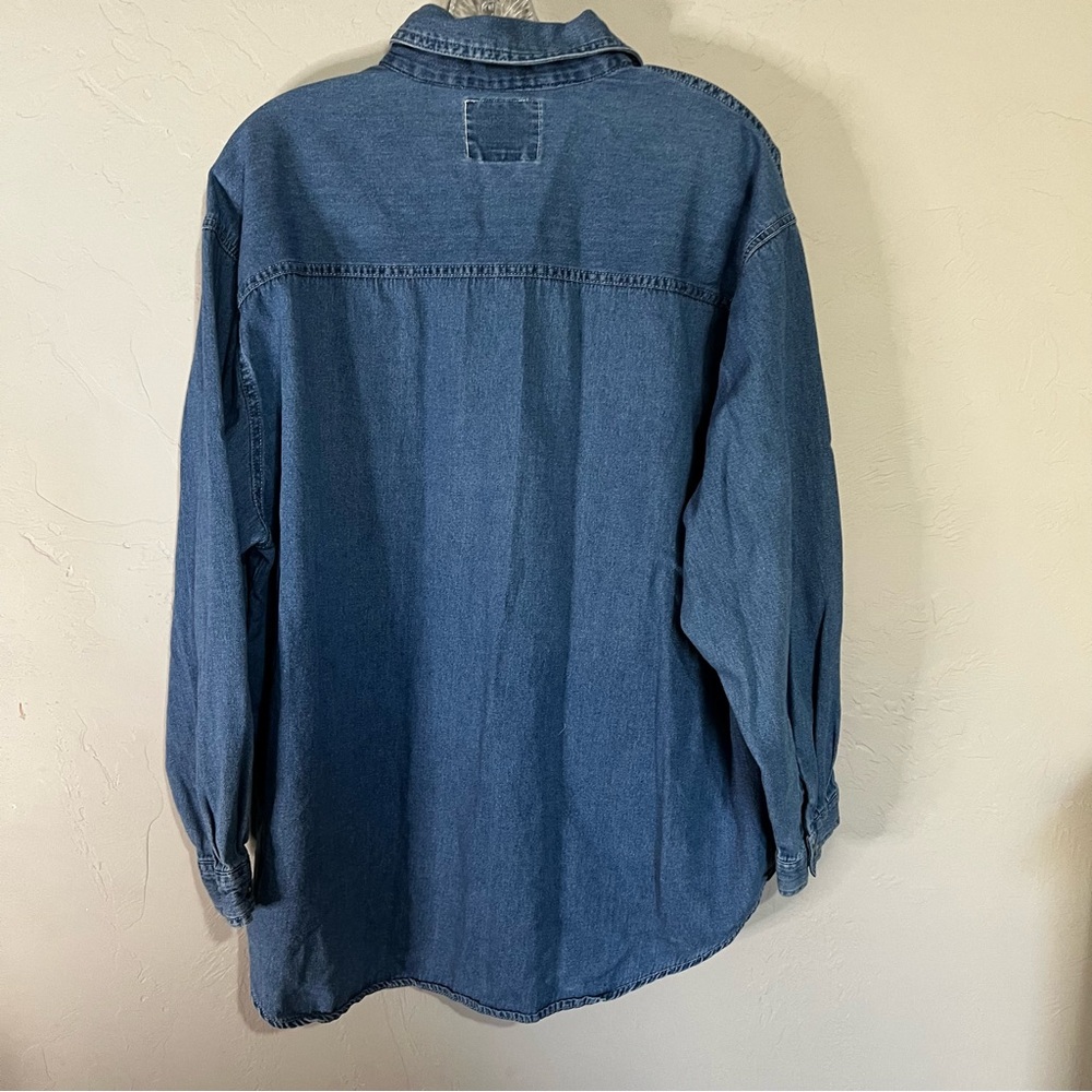 Vintage Quizz Patritoic 4th of July American Embroidered Denim Button Down Shirt - Picture 8 of 10